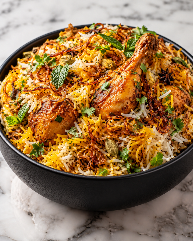 CHICKEN DUM BIRYANI.